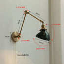 Axyaa Copper Long Arm Wall Sconce with Pull Chain Switch & Ceramic Lampshade