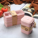 Axyaa 3-Layer Wheat Straw Bento Box - Healthy Microwave Food Storage Container