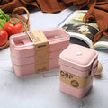 Axyaa 3-Layer Wheat Straw Bento Box | Healthy Material Lunch Container