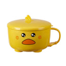 Axyaa Cute Duck Ramen Noodles Bowl Lid Stainless Steel Kitchen Tableware