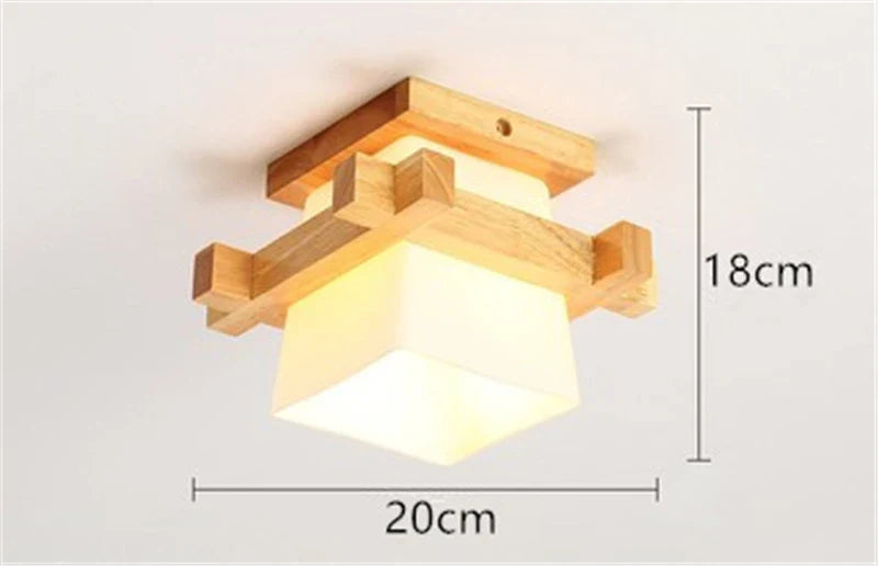 Axyaa Wooden Glass Ceiling Light with E27 LED for Hallways and Balcony