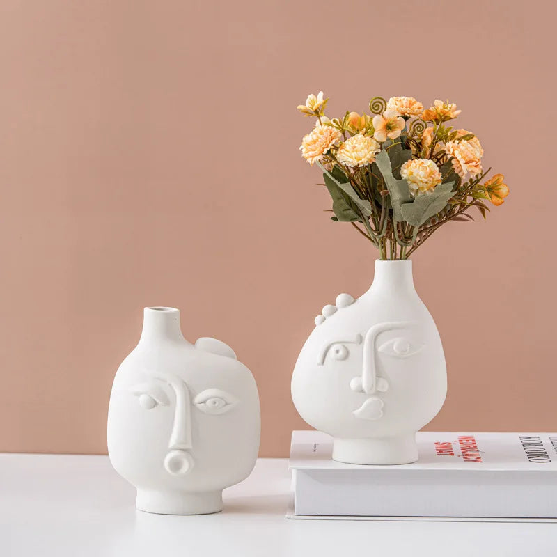 Axya Ceramic Flower Vase, Nordic Modern Decor