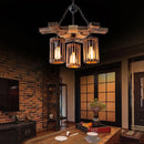 Axyaa Retro Hemp Rope Chandelier Wood Pendant Lamp for Restaurant and Bar