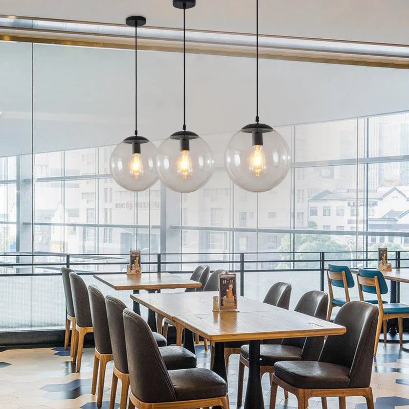 Axyaa Glass Ball Pendant Light Industrial Hanging Lamp Retro Loft Decor Fixtures