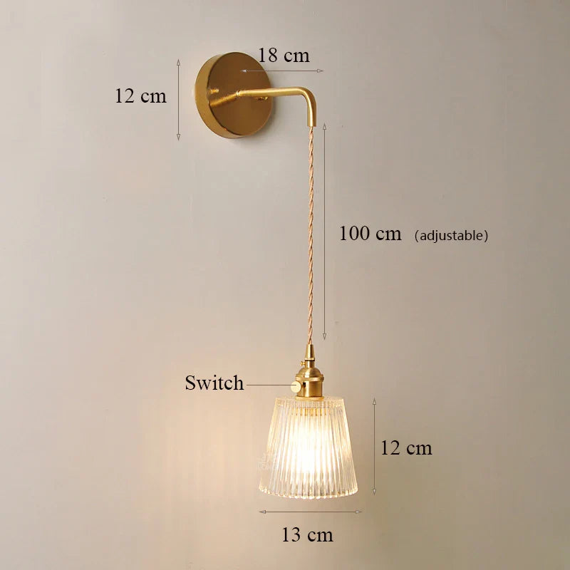 Axyaa Modern Glass Wall Lamp Sconce for Bedroom Decor, LED Bedside Light
