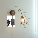 Axyaa Vintage Copper Wall Lamp with Wood Base and Pull Chain - Bedroom Bathroom Lighting