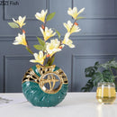 Axyaa Golden Bird Ceramic Vase: Chinese Retro Flower Vase for Modern Home Decor