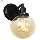 Axyaa Glass Ball Industrial Wall Sconce Black Loft Hallway Stair Bathroom Mirror Light