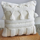 Axyaa Ivory Cushion Cover - Boho Style Tuft Tassels - Home Decor - Neutral Bedroom