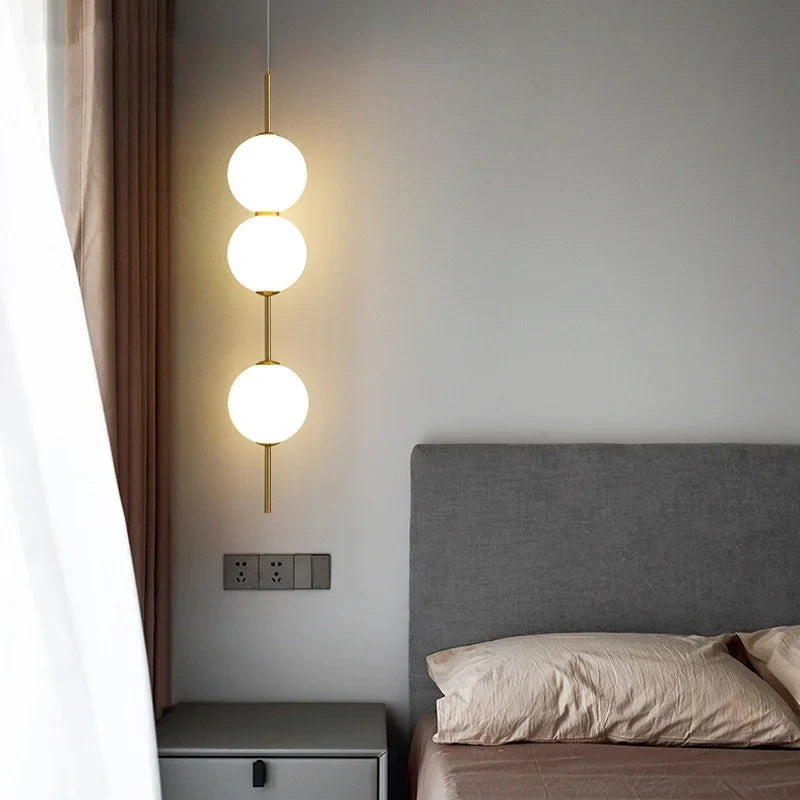 Nordic Glass Ball LED Pendant Lamps for Bedroom by Axyaa