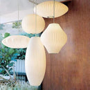 Axyaa White Silk Cloth Pendant Light Loft Lantern Nelson Lamp