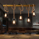 Axyaa Vintage Hemp Rope Wood Ceiling Chandelier Dining Room Pendant Lamp