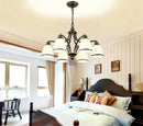 Axyaa American Country Iron Chandelier with White Glass - Ideal for Suspension Lighting in Any Room