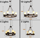 Axyaa Retro Village Wood Iron Ceiling Chandelier - Unique Industrial Lighting