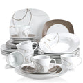 Axyaa 30-Piece Porcelain Ceramic Dinnerware Set with Plates, Cups, and Saucers