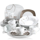 Axyaa 30-Piece Porcelain Ceramic Dinnerware Set with Plates, Cups, and Saucers