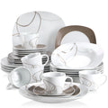 Axyaa 30-Piece Porcelain Ceramic Dinnerware Set with 6 Plates/Cups/Saucers