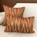 Axyaa Ivory Orange Geometric Faux Silk Pillow Case Cover 45x45cm/30x48cm