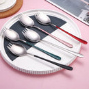 Axyaa Stainless Steel Long Handle Fork Spoon Set for Ice Cream Fruit Salad