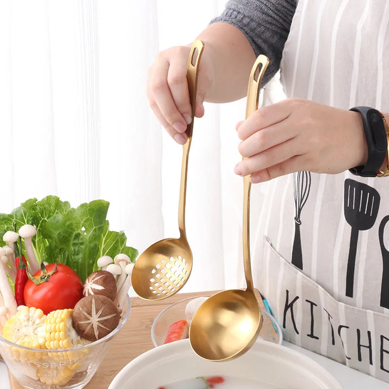 Axyaa 304 Stainless Steel Soup Spoon Colander Kitchen Utensil