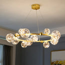 Axyaa Clear Glass Ball Circle Chandelier: Modern Gold LED Lighting for Romantic Living Room