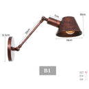 Axyaa Vintage Rustic Wall Lamp Adjustable Iron Arm Reading Light