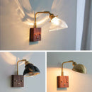 Axyaa Nordic Copper Wall Sconce LED Light with Toggle Switch Wood Canopy
