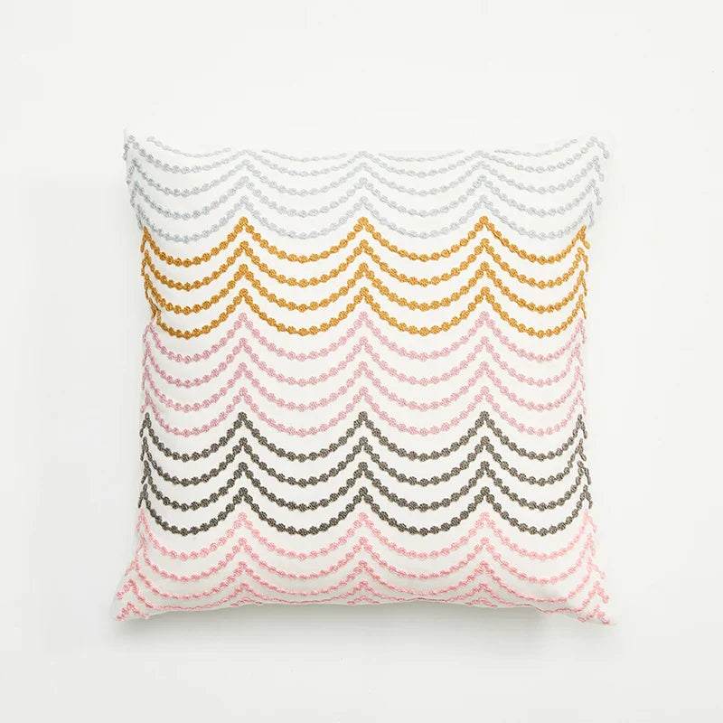 Chic Daisy Dandelion Embroidery Cushion Cover by Axyaa