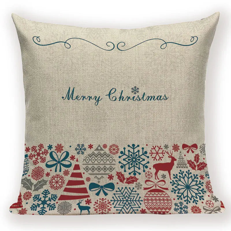 Christmas Cartoon Santa Claus Deer Pillows Covers Merry Christmas Gifts for The New Year by Axyaa