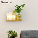 Axyaa Nordic Wood Glass Wall Lamp Modern Led DIY Plant Sconce Mirror Wall Light Fixtures