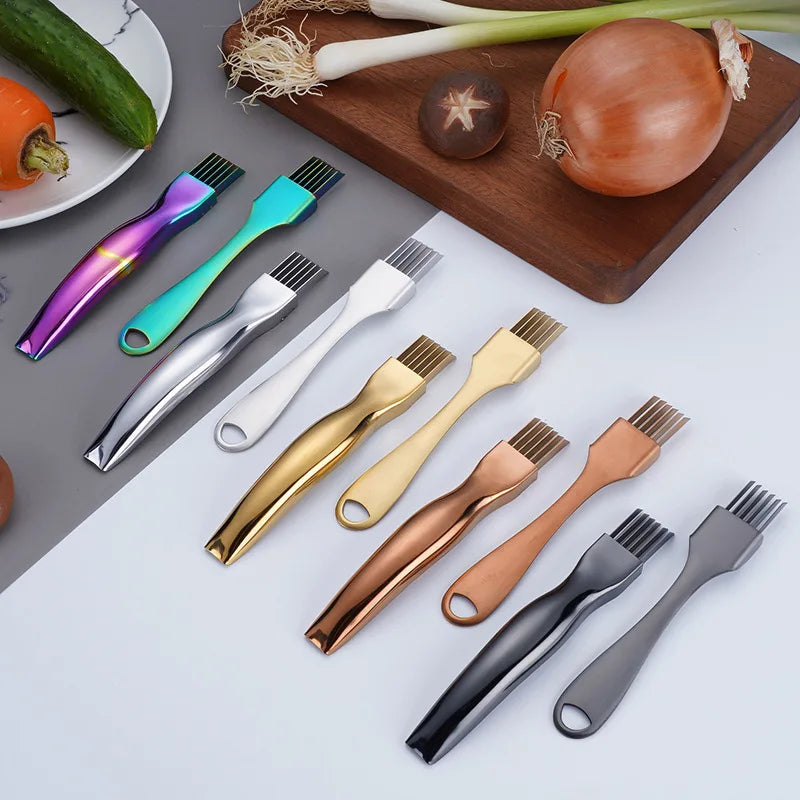 Axyaa Stainless Steel Garlic Scallions Chopper & Slicer Grater Knife Kitchen Tool