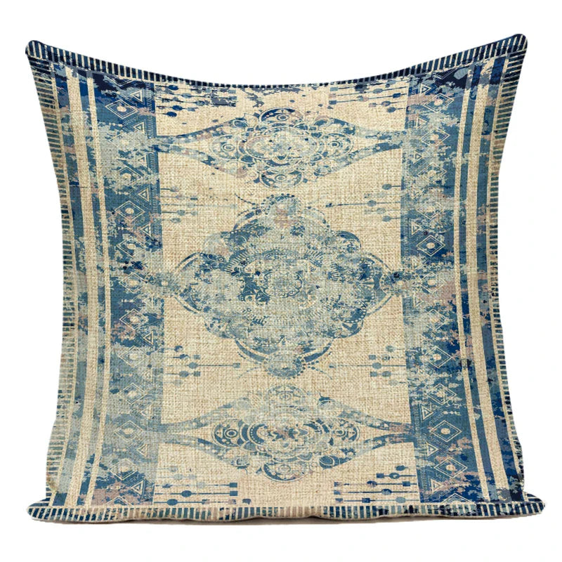 Axyaa Moroccan Mandala Linen Cushion Covers for Vintage Home Decor