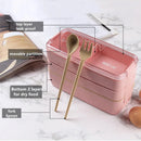 Axyaa 3-Layer Wheat Straw Bento Box | Healthy Material Lunch Container