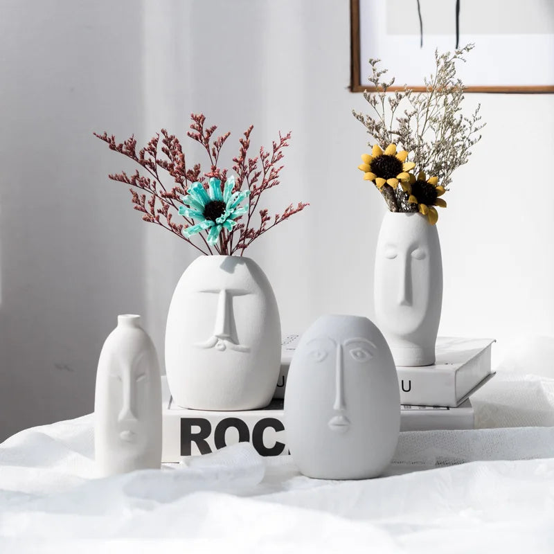 Axya Nordic Ceramic Flower Vase: Rustic Modern Home Decor & Room Decoration
