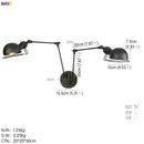 Axyaa Antique Black Wall Lamp 2 Heads Vintage Industrial Sconce LED Applique Murale