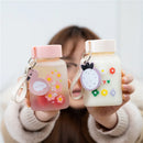 Axyaa Cute Flowers Glass Water Bottle: Creative, Leakproof, Portable, Fresh Design for Female Students