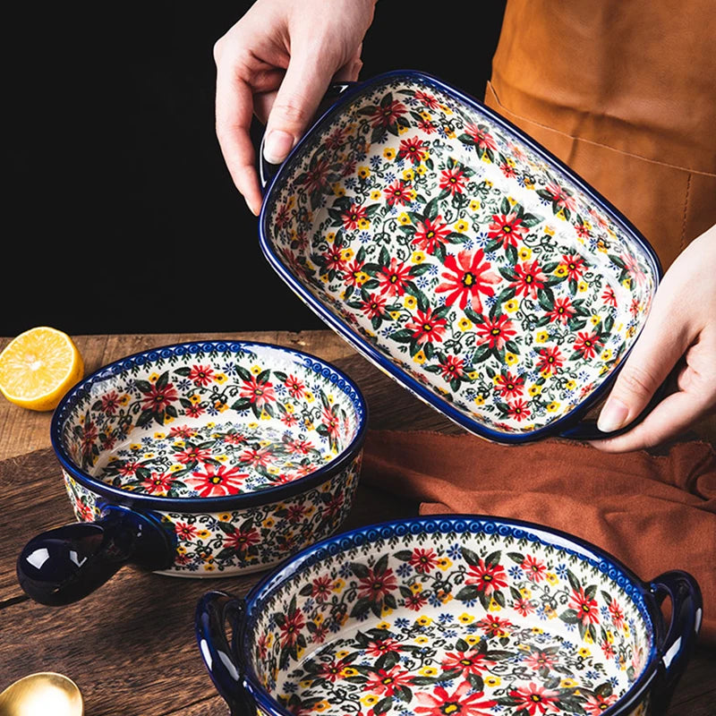 Axyaa Hand-Painted Polish Baking Dish - Artistic Addition to Your Kitchen