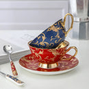 Axya Retro Ceramic Coffee Cup & Saucer Set - Classic British Style High Grade Porcelain
