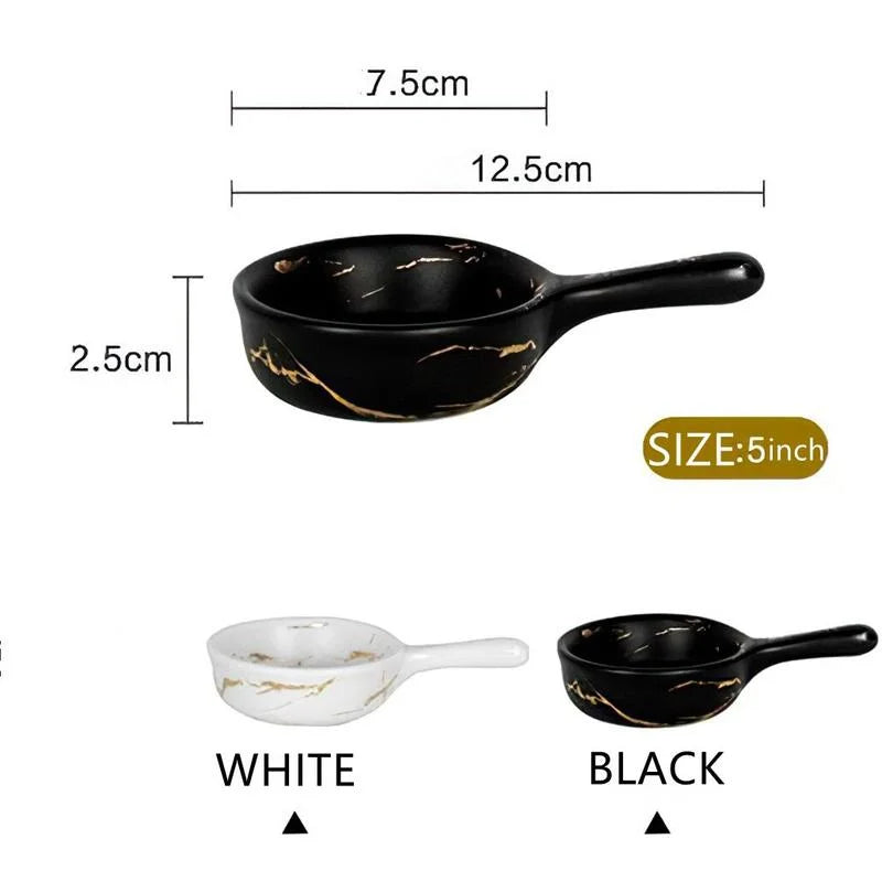 Axya Marbling Snack Sauce Dish, Dipping Plate, Condiment Bowl - Black