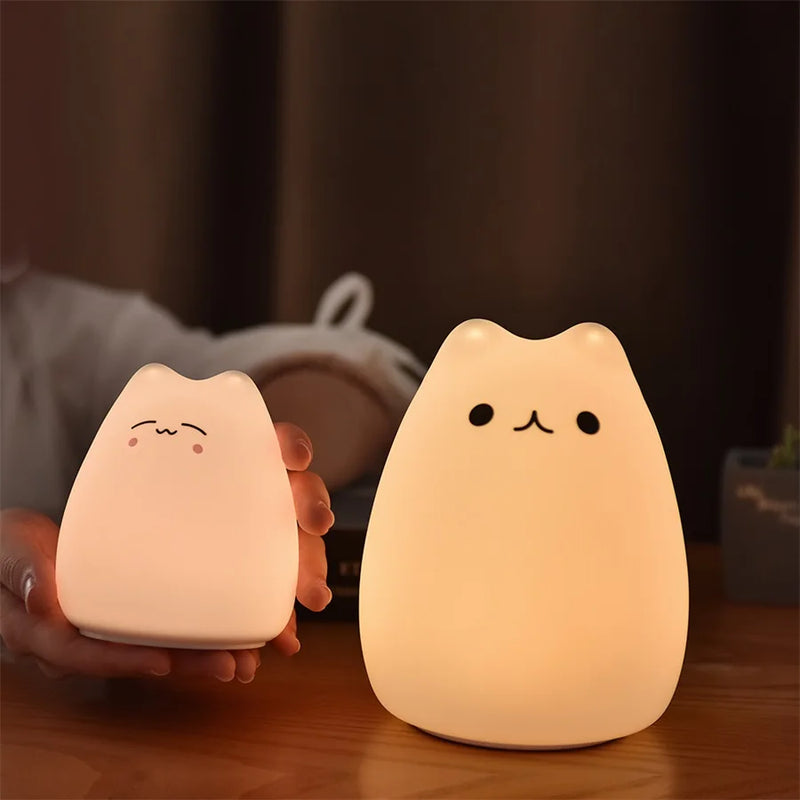 Axyaa Cat Silicone LED Night Light Touch Sensor Bedroom Lamp