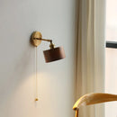 Axyaa Modern Wood Wall Light with Pull Chain Switch & LED Sconce