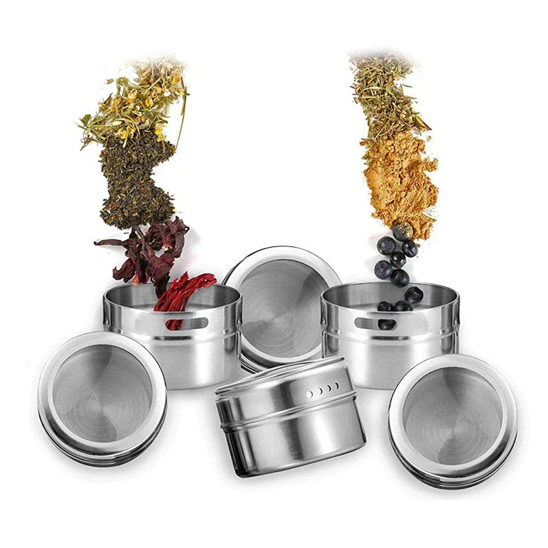 Axya Stainless Steel Spice Jars Set with Stickers