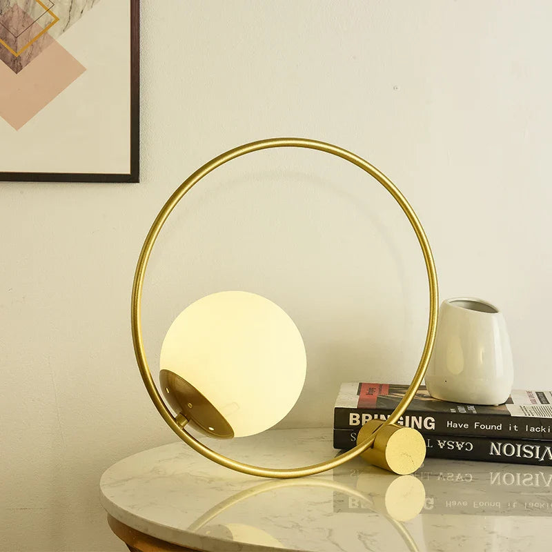 Axyaa Round LED Desk Lamp Iron Bracket Modern Minimalist Table Light