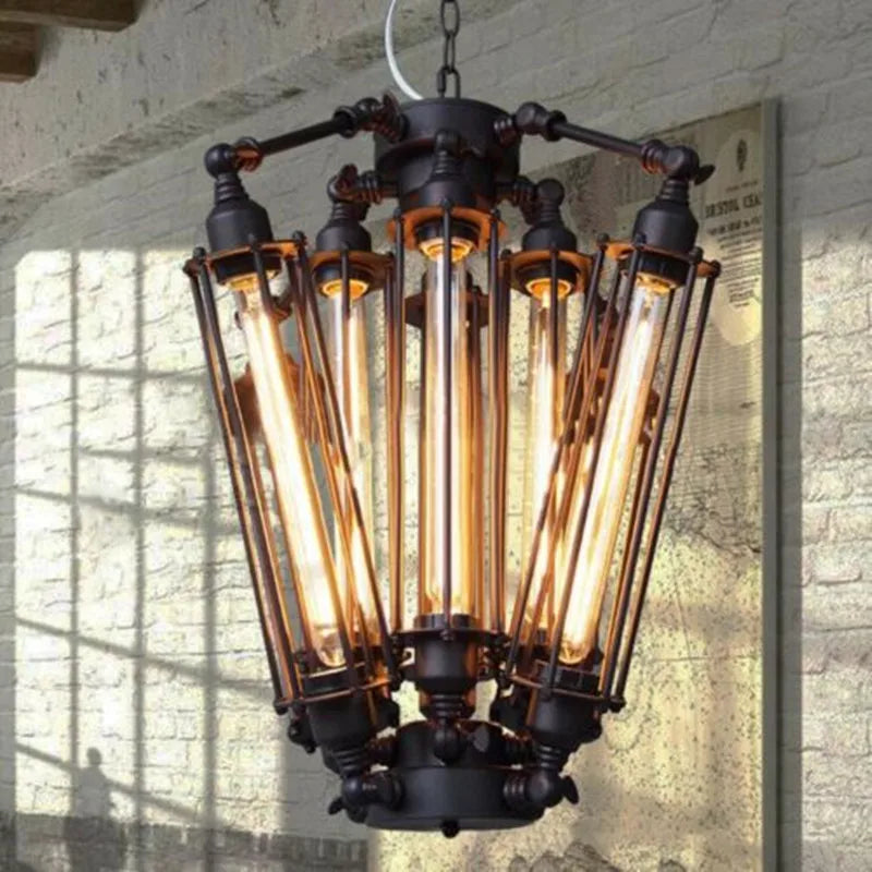 Axyaa 8-head Industrial Steampunk Pendant Light for Cafe, Dining, and Bar