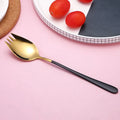 Axyaa Stainless Steel Long Handle Fork Spoon Set for Ice Cream Fruit Salad