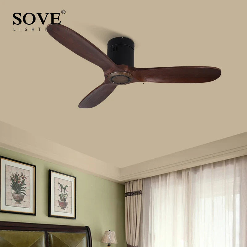 Axya 48 Inch Brown Vintage Wooden Ceiling Fan With Light and Remote Control