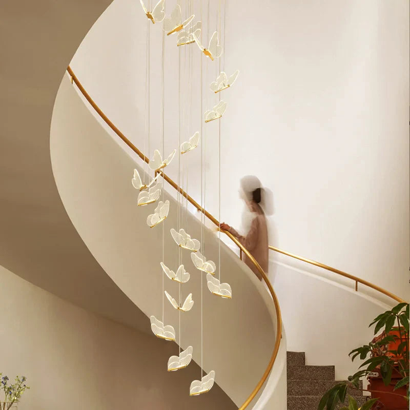 Axyaa Butterfly Staircase Pendant Lights: Elegant Loft Decor Lamps for Home Living Room