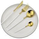 Axyaa Black Stainless Steel Dinnerware Set: 24Pcs Cutlery Flatware Gift Set