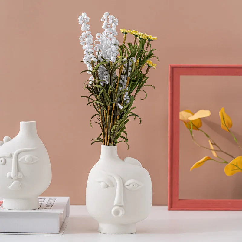 Axya Ceramic Flower Vase, Nordic Modern Decor