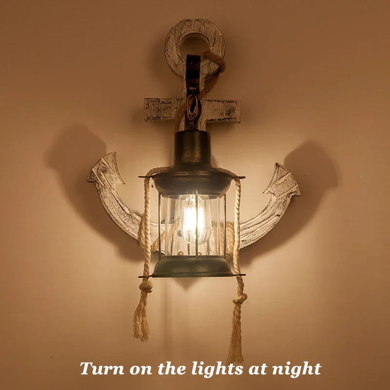 Axyaa Retro Vintage Wooden Glass Wall Lamp